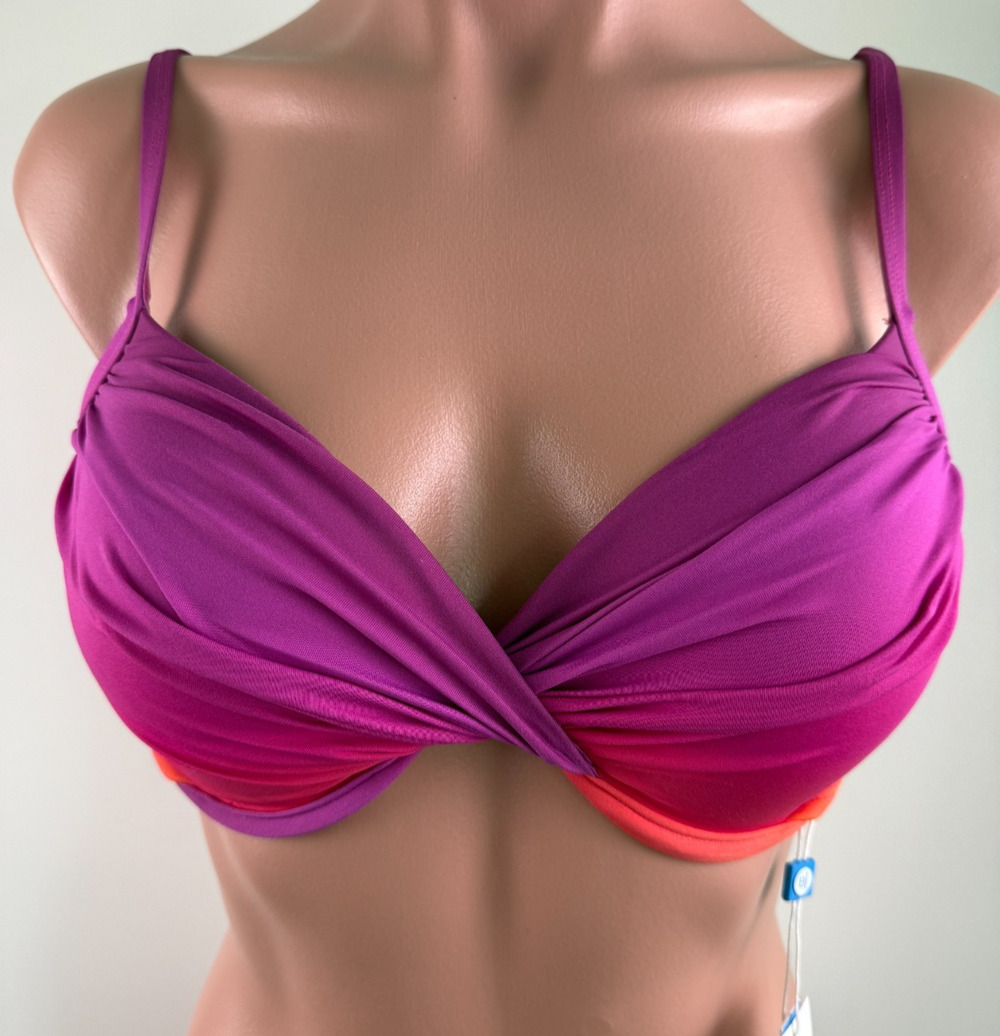 Bleu by Rod Beattie Underwire Twisted Front Bikini Top Purple Size 8 NWT